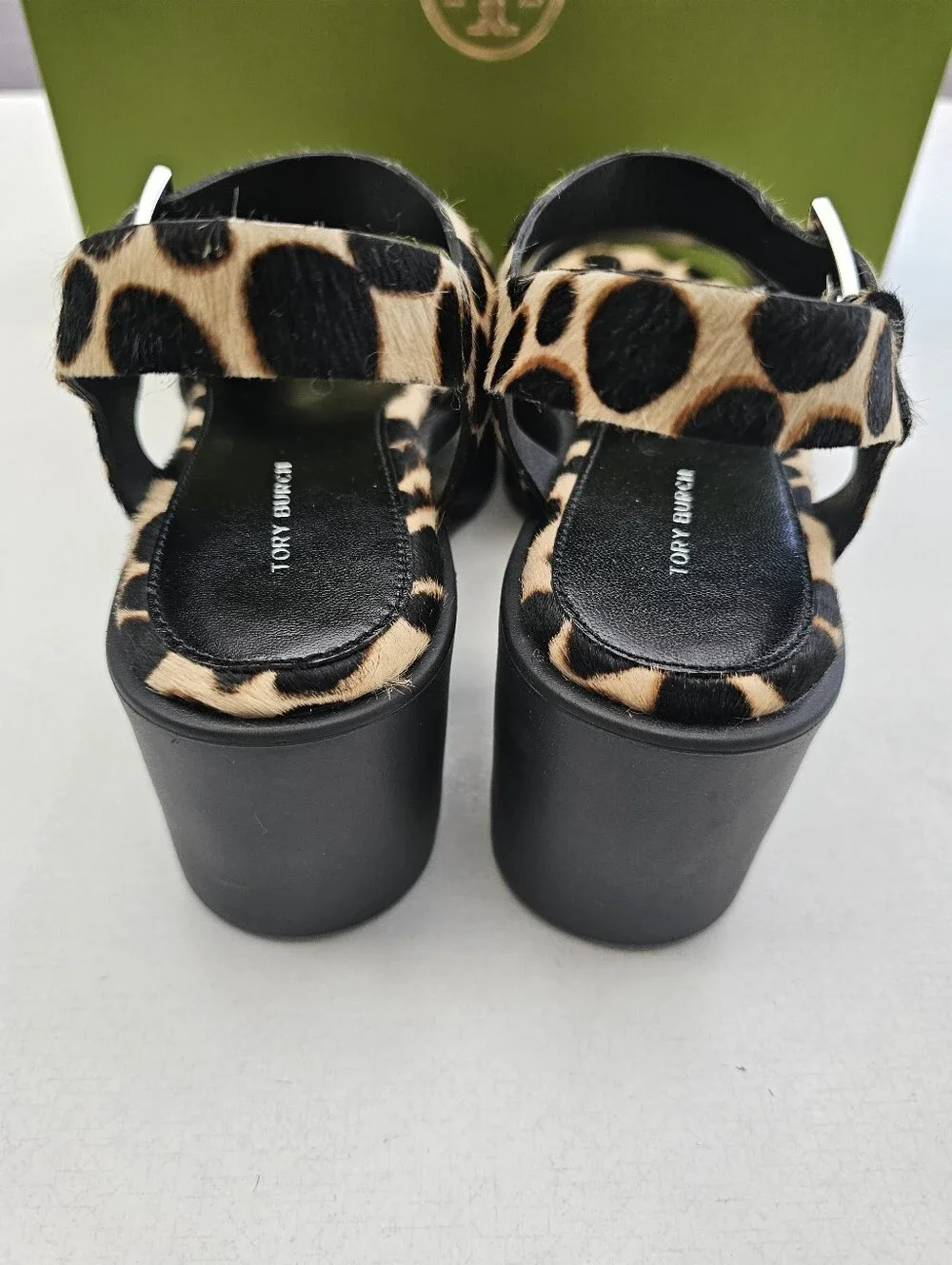 Tory Burch Turnlock Calf Hair Lug Heel Platform Sandals